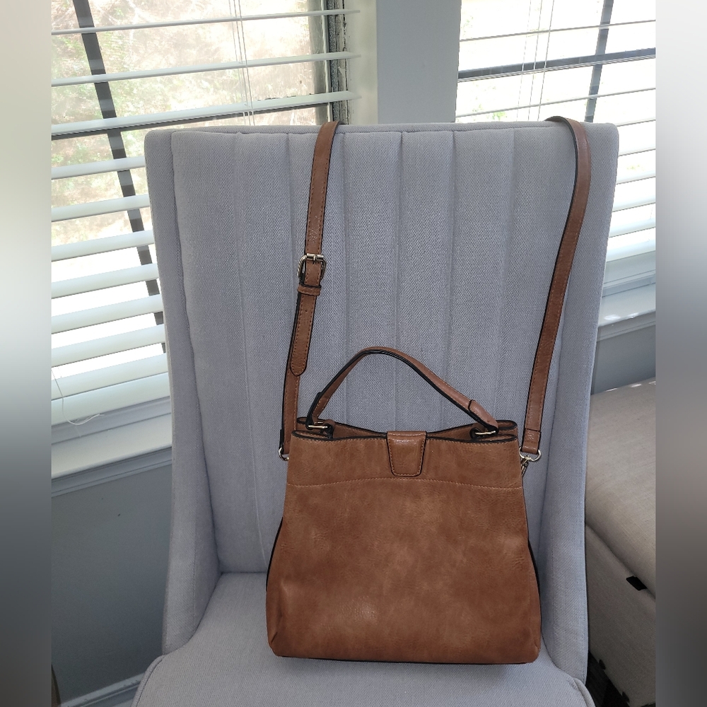 JEN&CO Elegant Brown Leather Shoulder Bag